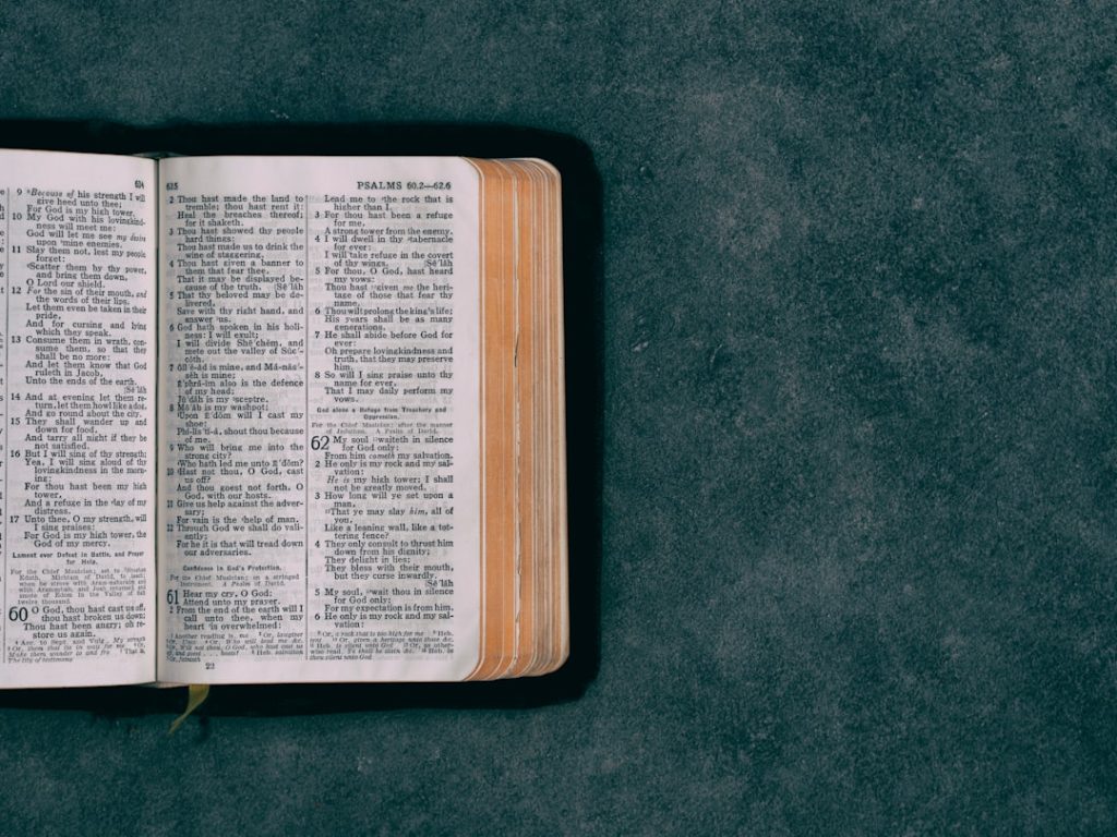 open-pocket-bible-on-green-surface-uiib0bavwfs